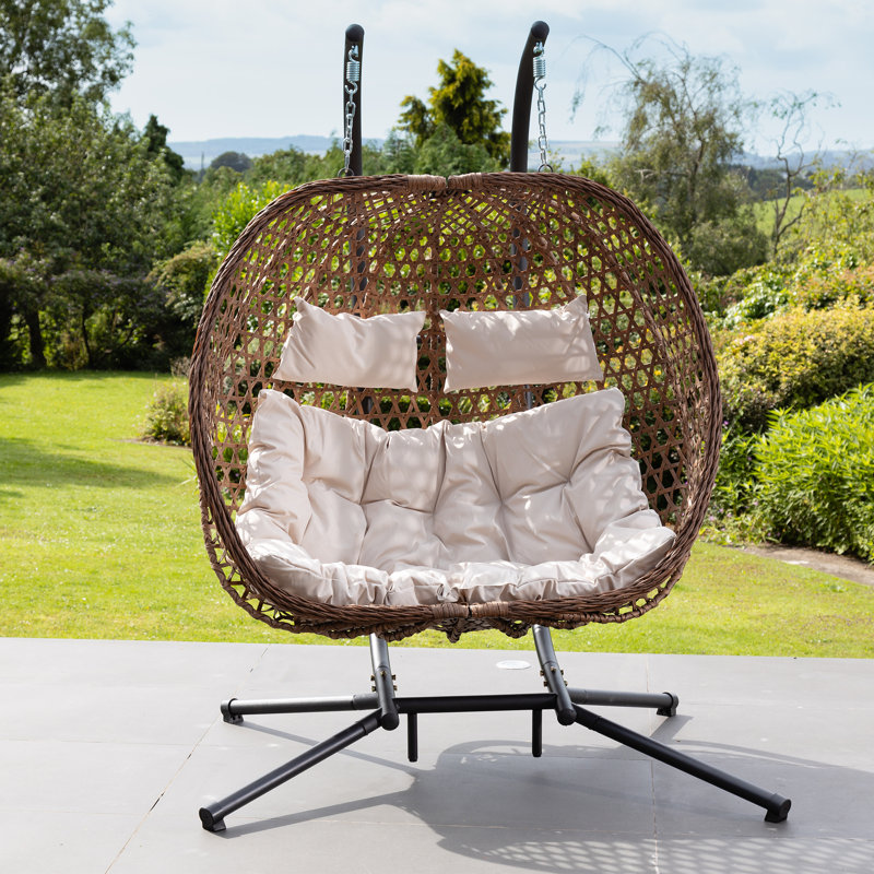 Cankton 2 Person Porch Swing with Canopy, Cream