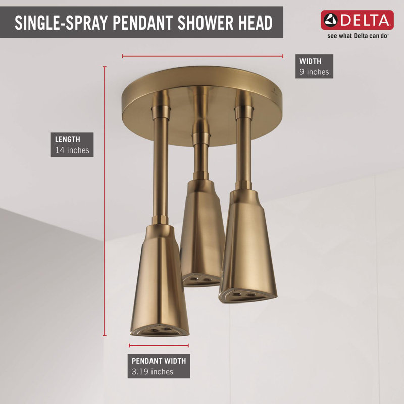 Pendant Full Rain Fixed Shower Head, Champagne Bronze