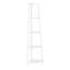 Bibliothèque, bibliothèque, étagère, d'angle, 4 niveaux, H 60 po, bureau, chambre à coucher, stratifié blanc, métal blanc, contemporain, moderne