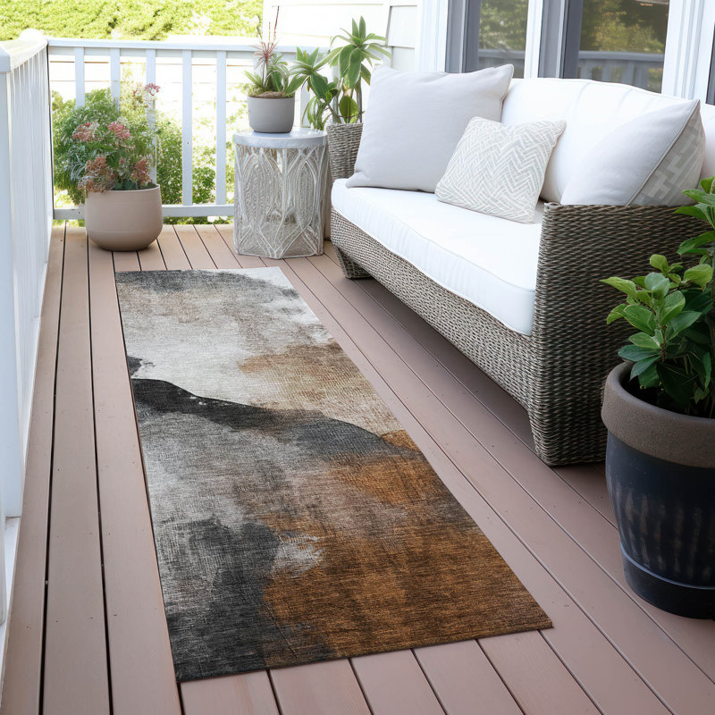 Machine Washable Indoor/Outdoor Xhevrie Paprika Rug, Runner 2'3" x 7'6"