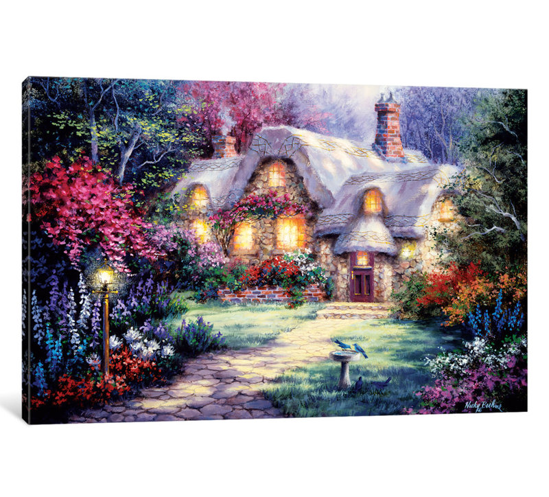 «Garden Cottage» par Nicky Boehme, impression sur toile, H 26 po x l 40 po x P 1,5 po