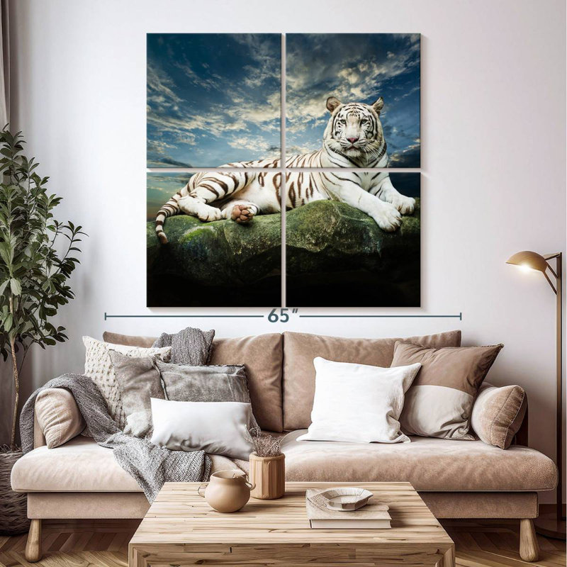 Brampt Lounging White Tiger, 50'' H x 50'' W