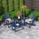 Ensemble de 4 chaises d'extérieur en poly Adirondack avec table d'appoint et table basse