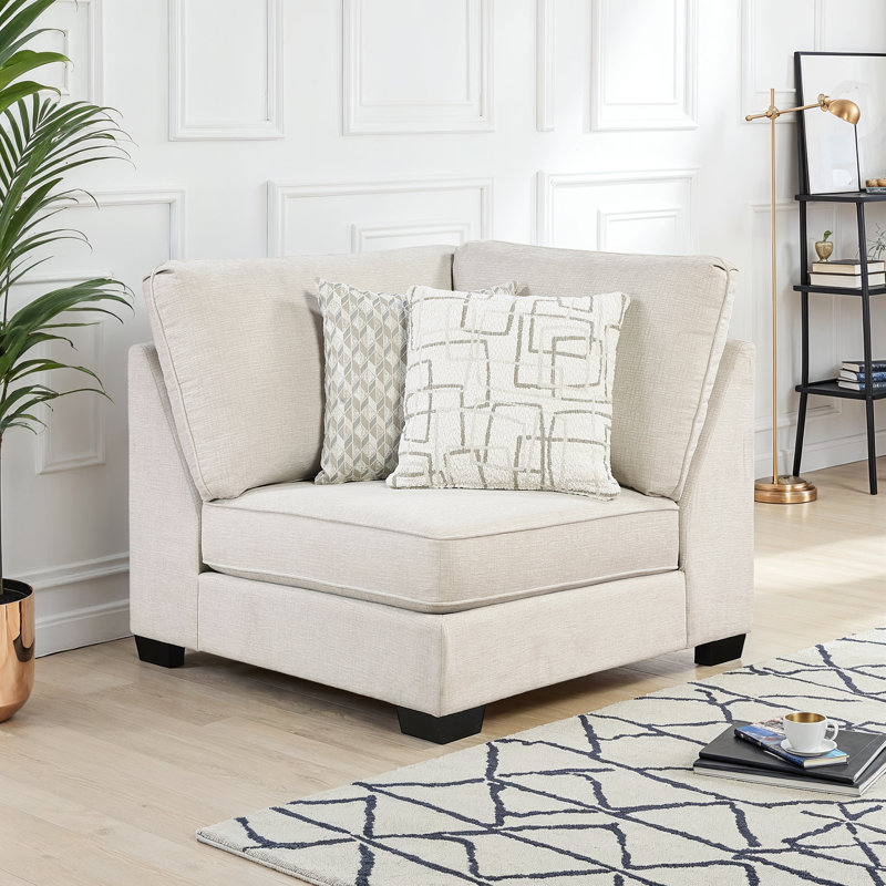 Siège d'angle moderne et contemporain de 44 po avec revêtement en chenille Linette, coussins réversibles, 2 coussins décoratifs