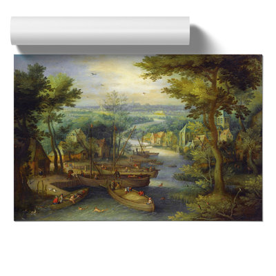 River Landscape by Pieter Bruegel The Elder - No Frame Painting