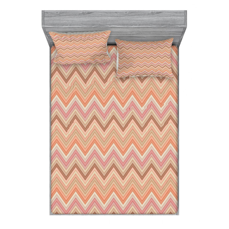 Microfiber Chevron Sheet Set, Queen Sheet Set + Fitted Sheet + 2 Pillowcases