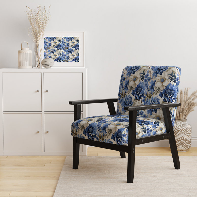Chaise d'appoint florale Cobalt, Brocart à motif victorien bleu de cobalt