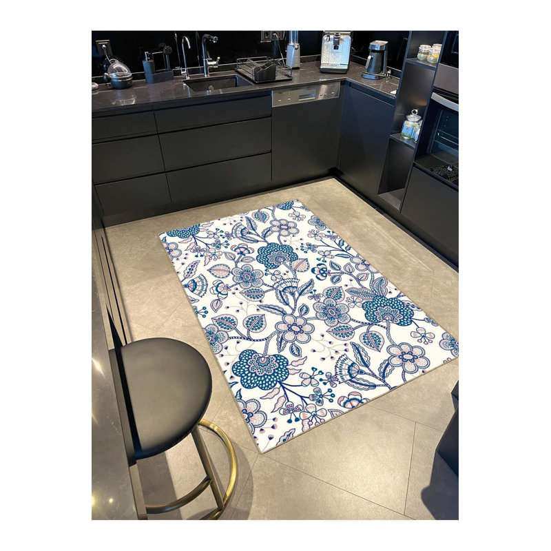 Tapis tissé à motif botanique et lavable, Rectangle 2 pi 4 po x 3 pi 11 po