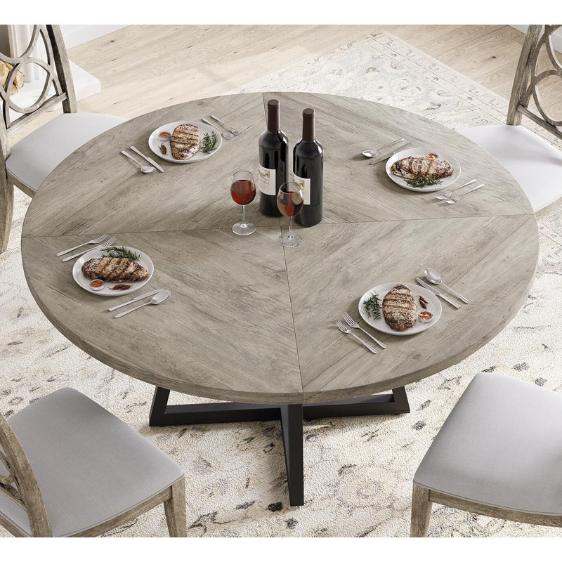 Round Dining Table, 47 Inch Round Dinner Table For 4, Gray