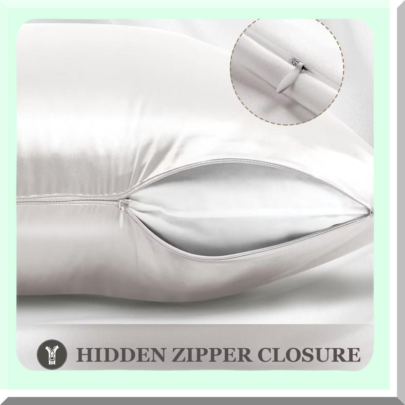 LuxurySilk Haircare Pillowcase - 23 Momme Silk, 900 Thread Count, Hidden Zipper - Queen Size Ivory White - Mulberry Silk Pillow Case