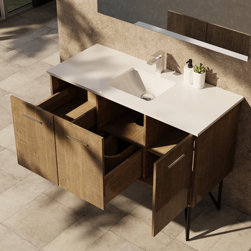 Meuble-lavabo simple l 48 po x P 20 po Lancy , Quartz blanc