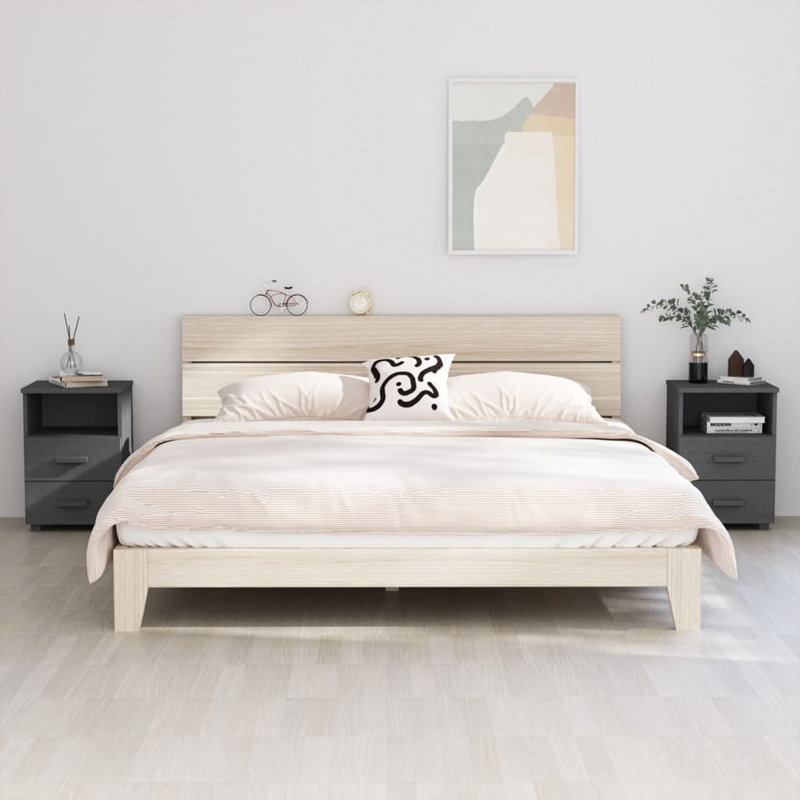 Ebern Designs Bedside Cabinets 40X35x62 Cm Solid Wood Pine, White, Set of 2