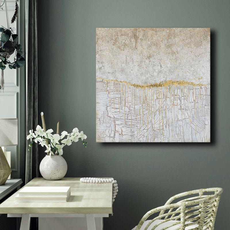 Abstrait géométrique moderne bleu sarcelle et or - 27,6 po x 27,6 po