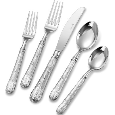 Ensemble de couverts 20 pièces pour 4 couverts Versailles en acier inoxydable 18/10 avec poignée gravée royale, finition polie miroir robuste pour les repas formels