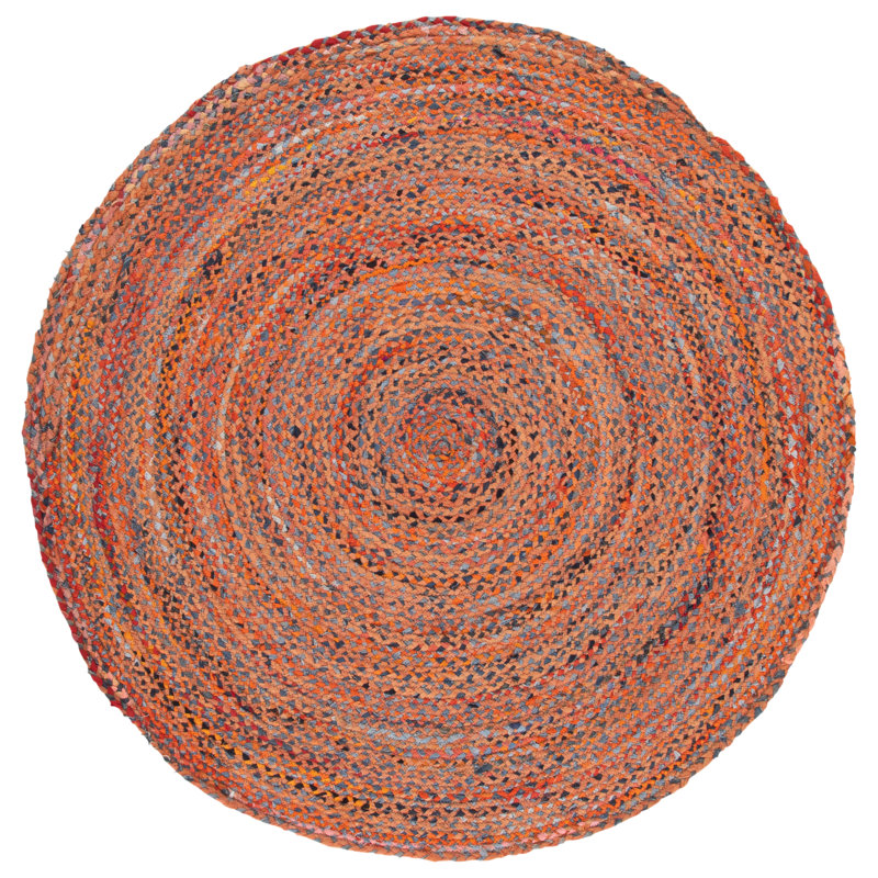 Braided Hand Woven Cotton Solid Color Indoor Rug, Round 6'