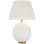 Talia Medium Cordless Table Lamp in White Glass with Linen Shade