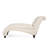 Chaise Lounge In Beige, With Curvy Lines, Button Tufting, Diamond Stitch, Birch Wood Legs Beige Leg Tint
