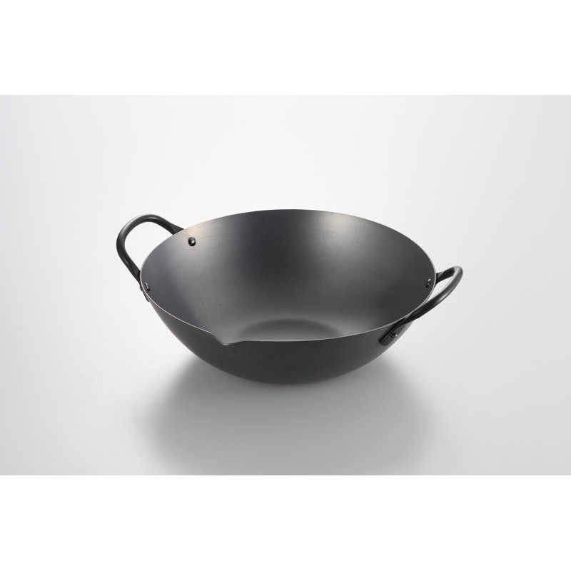 Wok en acier au carbone antiadhésif Yoshikawa, H 5 po x l 17 po x P 14,2 po