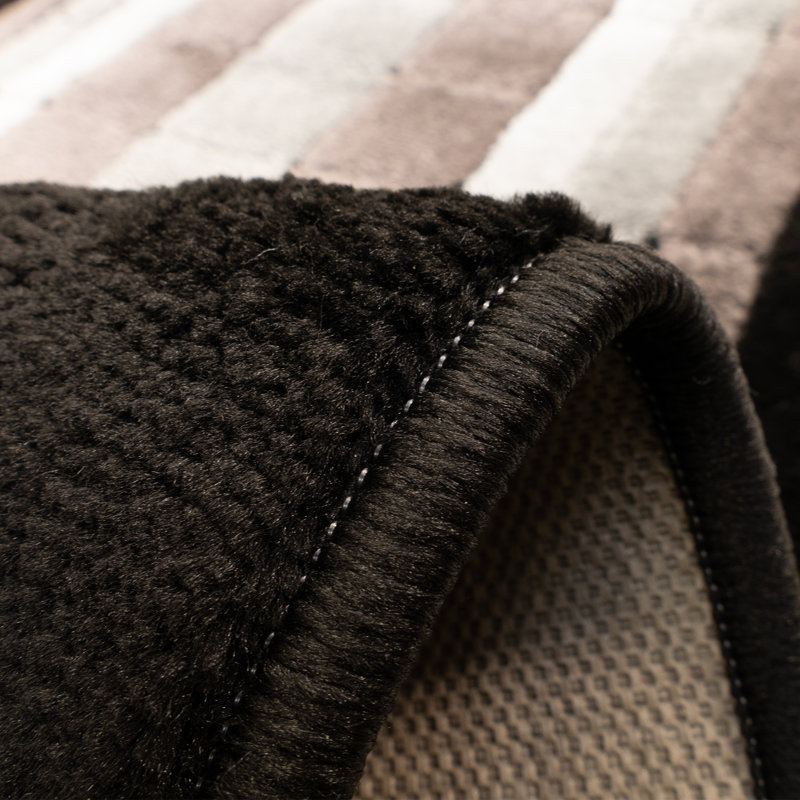 Geometric Square Black Gray Slip Resistant Medium Pile Rug, Runner 2'2" x 35'