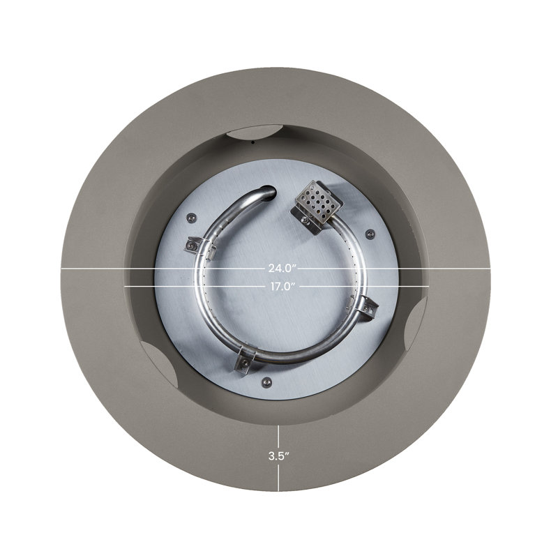 Aegean 24" Round Mist Gray Steel Propane Fire Pit Table