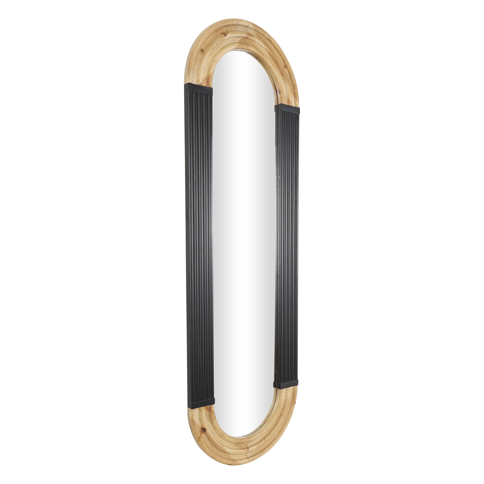 Adalaide Oval Wood Wall Mirror, Black/Brown