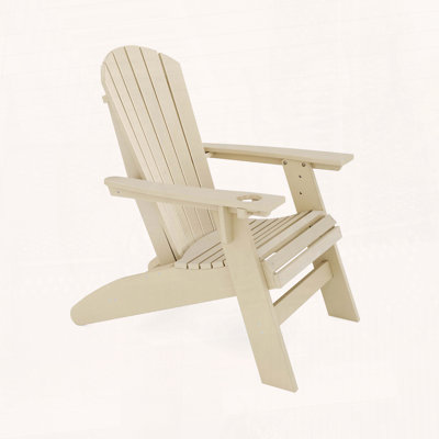 Curved Back Adirondack Chair with Cup Holder – Weather-Resistant HDPE for Poolside & Garden