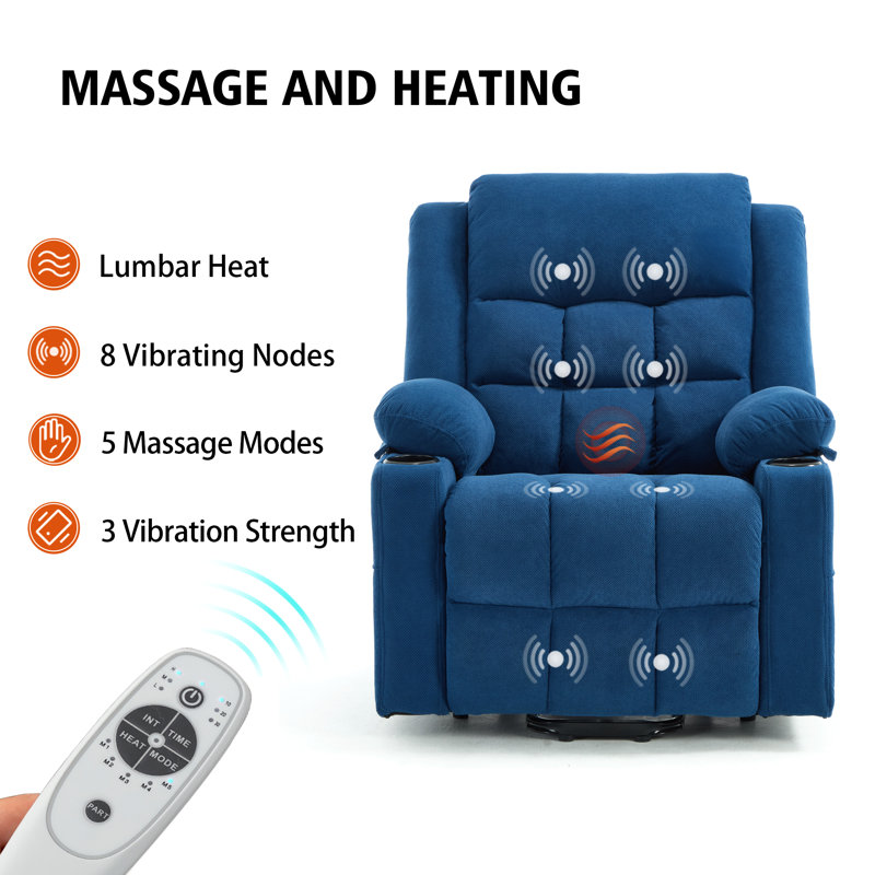 Power Lift Recliner Chair with Massage and Heat for Elders, Limestone