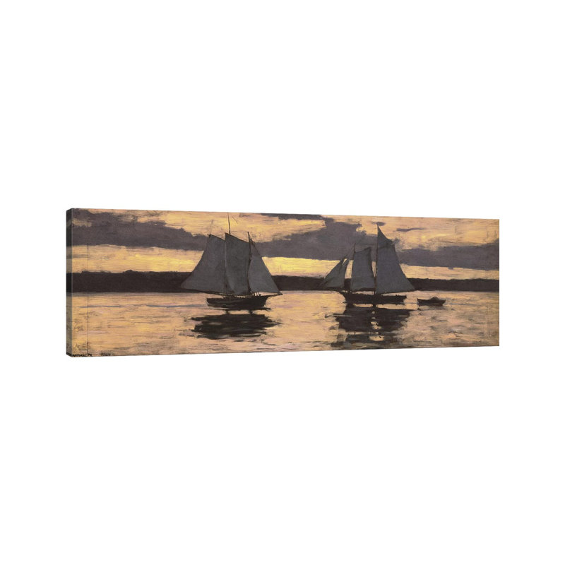 GloucesterMackerel Fleet At Sunset by Winslow Homer - Wrapped Canvas Panoramic Painting, 152.4 cm H x 50.8 cm W x 1.91 cm D