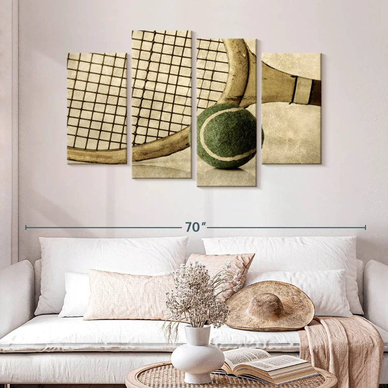 Raquette et balle de tennis Sireci, H 32 po x l 52 po
