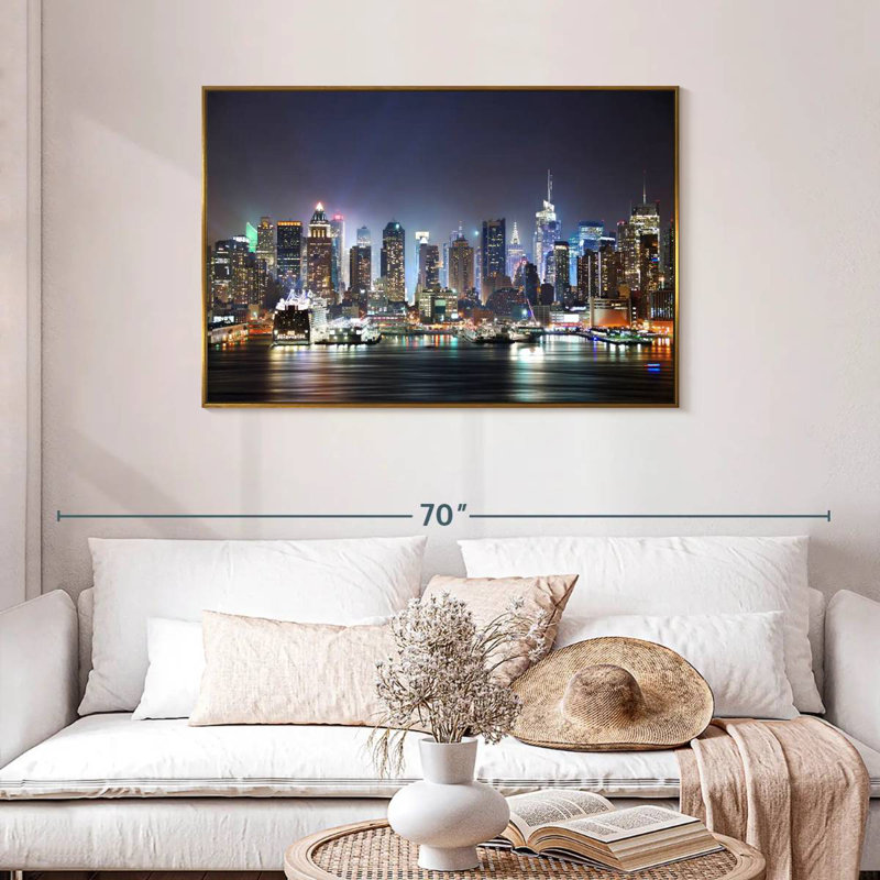 Veilleuses de New York, Cadre flottant doré, 43 po x 29 po