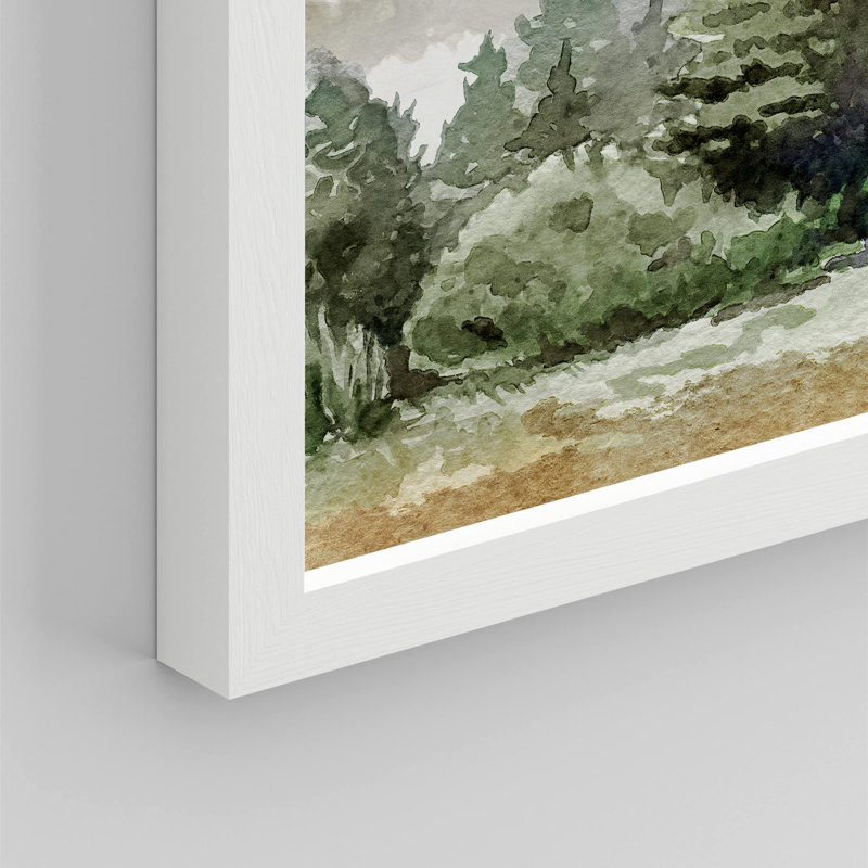 «Watercolor Pine Tree Mountain» sur papier, Blanc, H 8 po x l 10 po