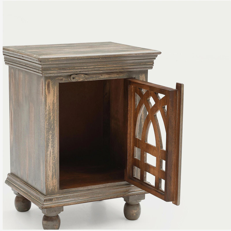 Table de chevet en bois gris antique