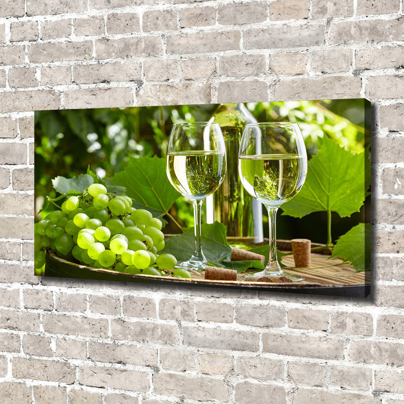 White Wine and Fruits 1 Piece Wall Art on Canvas