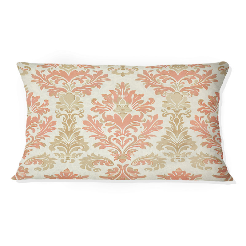 Coussin lombaire Coral Pink Damask Charm I - Transitional