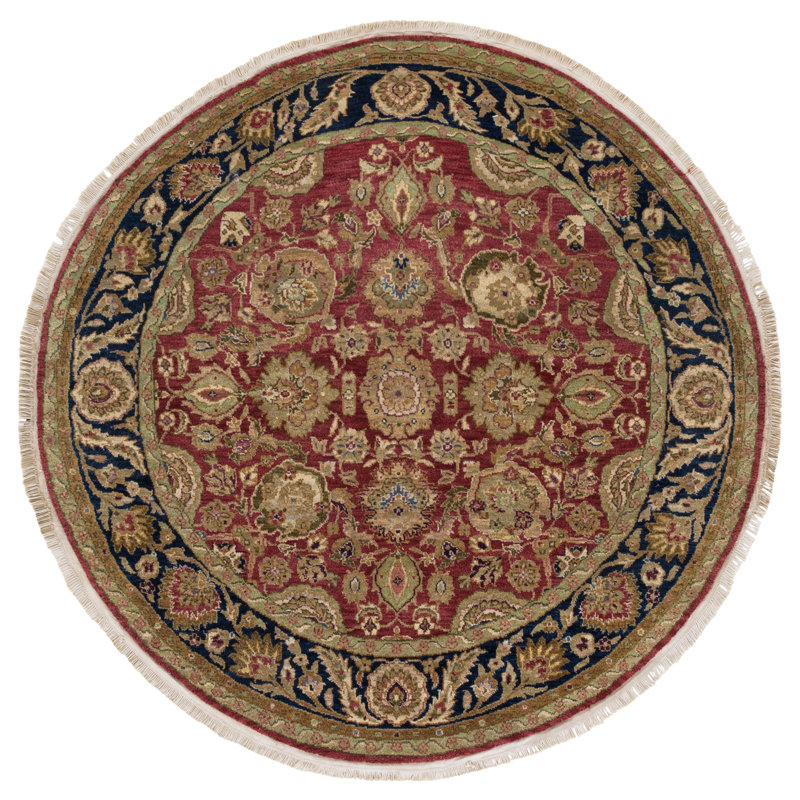 Tapis oriental rouge en laine Belfield, Rond 6 pi