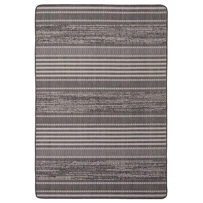 Tapis intérieur / extérieur noir Bralynn, Rectangle 4 pi 4 po x 6 pi 5 po