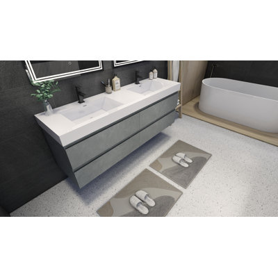 Hartsock Double Bathroom Vanity with Acrylic Top