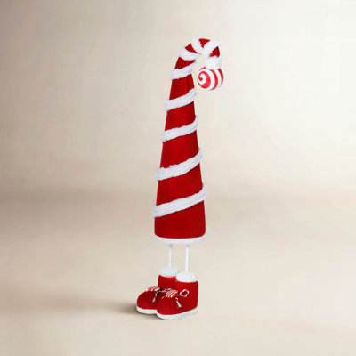 Whimsical Candy Cane Hat Christmas Figurine