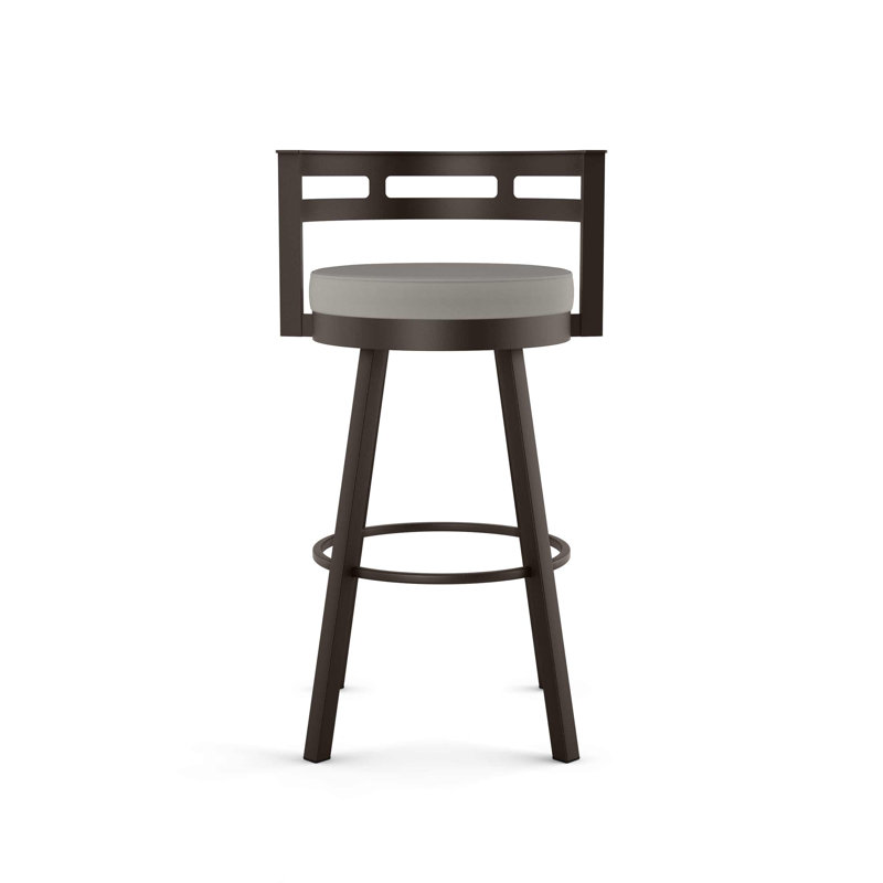 Tabouret de bar et de comptoir pivotant Brookford, Brun foncé texturé, Gris chaleureux