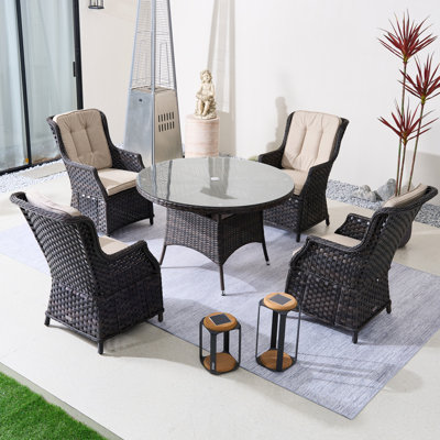 Round Outdoor Dining Set With Cushions by Red Barrel Studio
