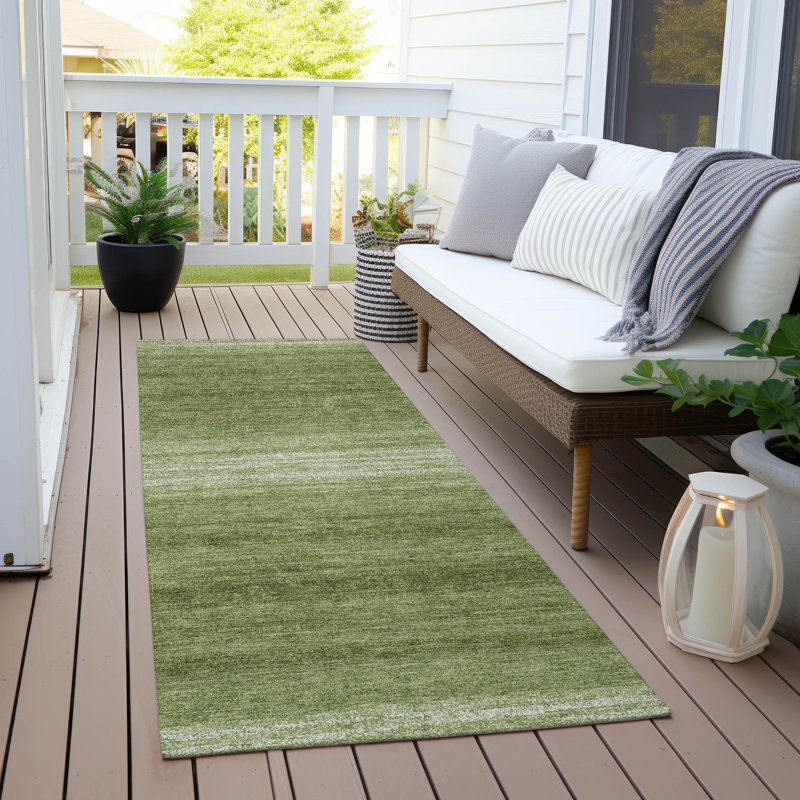 Nira Green Washable Indoor-Outdoor Rug - , 2'3" x 7'6"