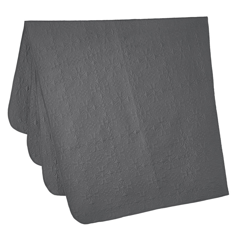 Luca 3-Piece Lightweight Microfiber Oversized Bedspread Set, Queen Coverlet/Bedspread + 2 Standard Shams, Charcoal