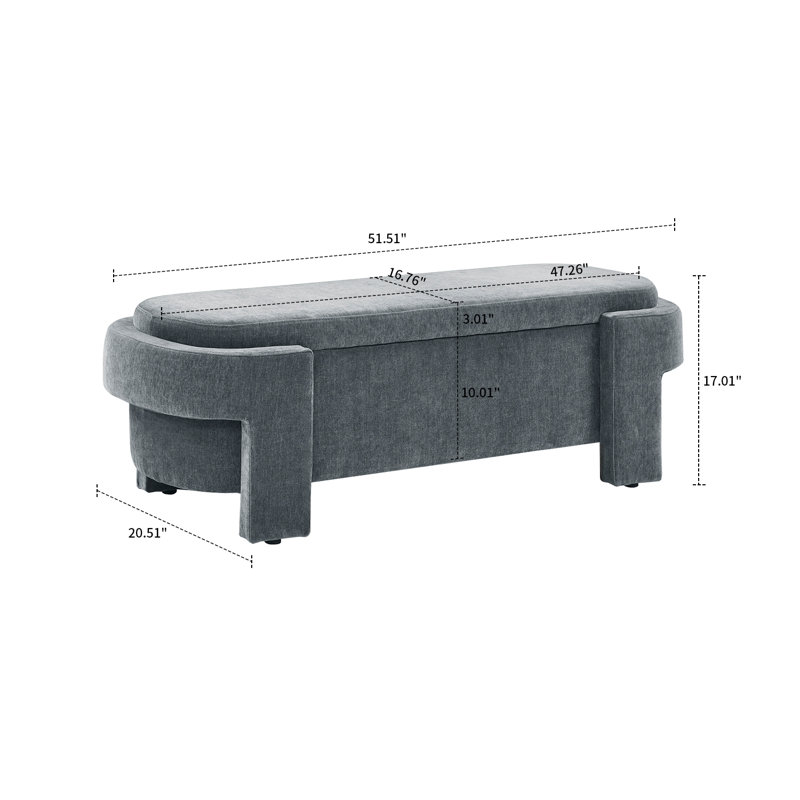 Chenille Upholstered Storage Bench