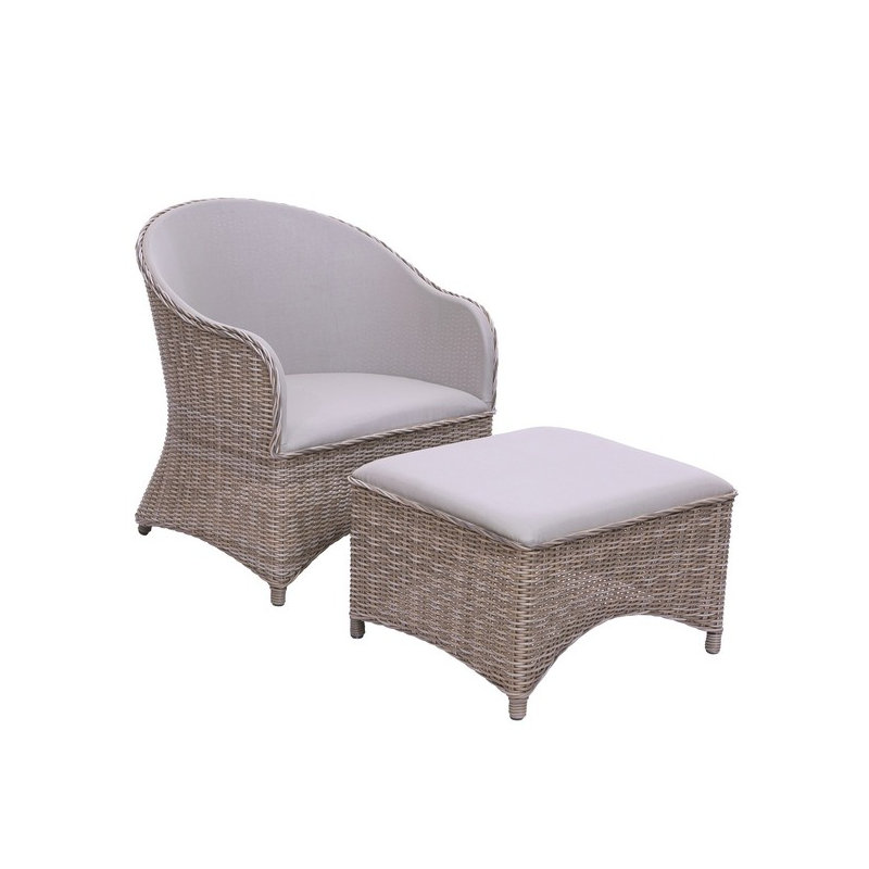 Milano Outdoor Ottoman, Canvas Taupe Sunbrella® Canvas
