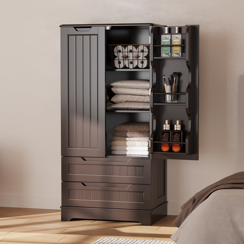 Garde-manger H 47,2 po avec 2 tiroirs et 3 tablettes Bayview Elinna, Brun