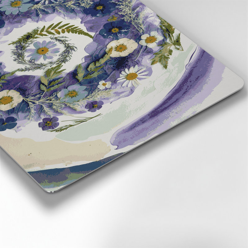 "Botanical Pressed Flower", art mural en métal gris, H 96 po x l 120 po x P 0,05 po