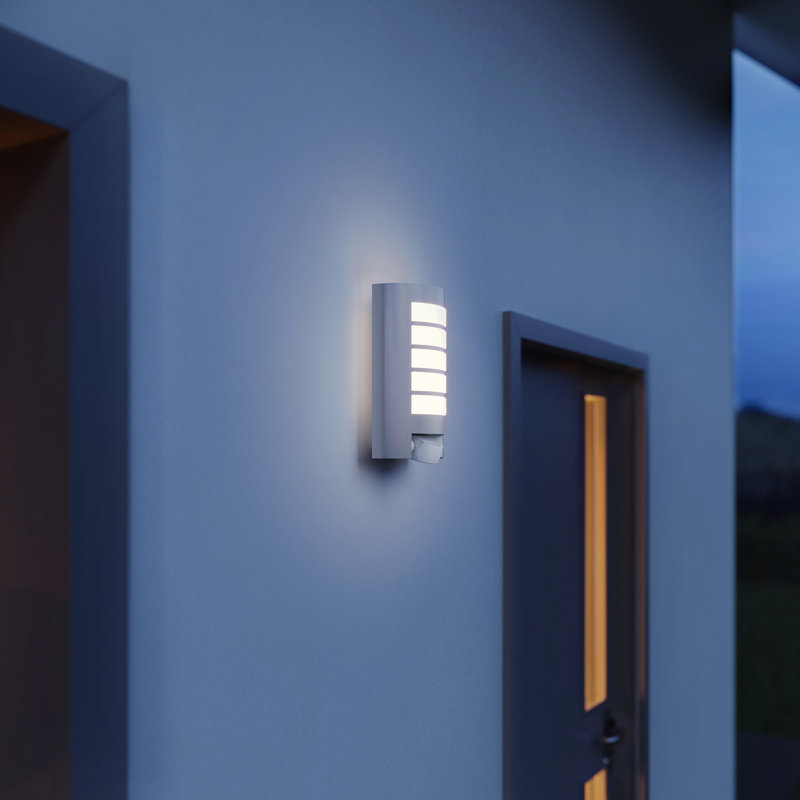 Outdoor Wall Light L 12 S with Motion Sensor E27 Aluminium, Silver