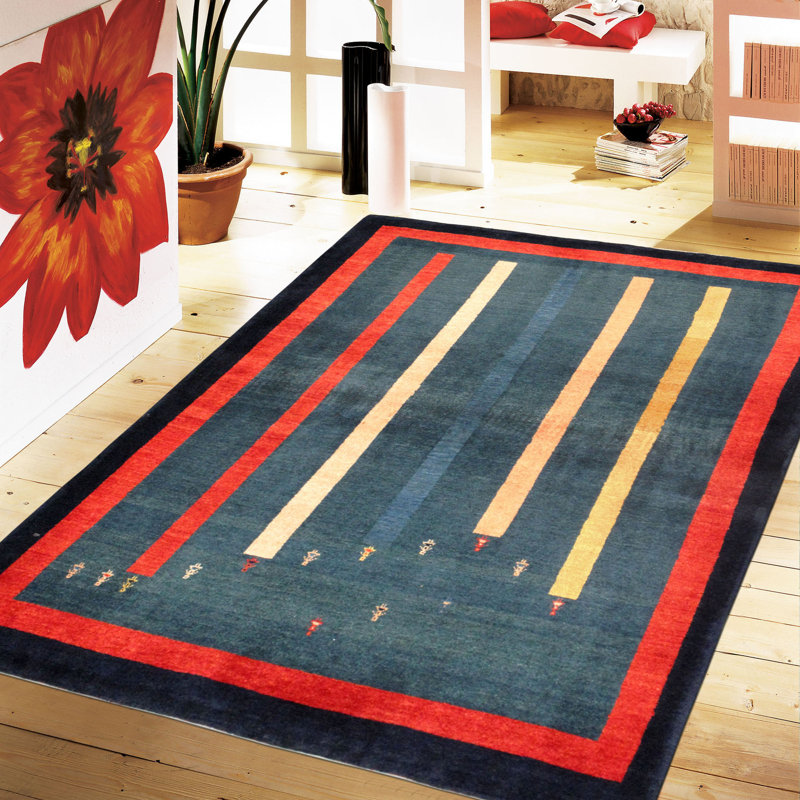 Elegant Tribal Essence Hand-Knotted Wool Area Rug 3'6" X 4'8" Blue