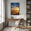 «Golden Grass Field Sunset», art mural sur toile de nuages bleus-2122499433