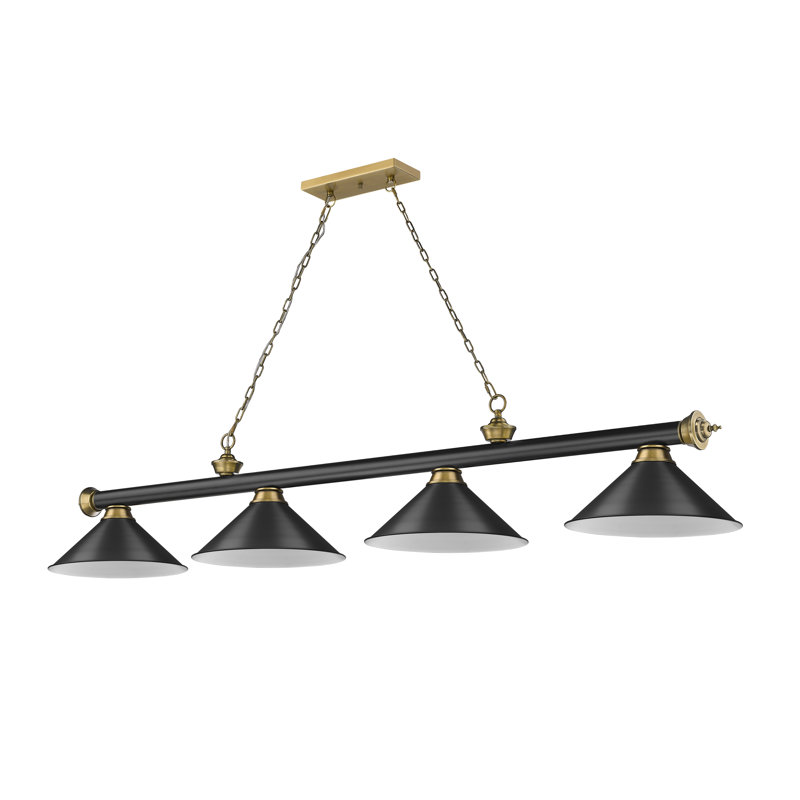 Billard 4 lumières Annaleisa, Noir mat, Noir mat / laiton frotté